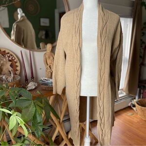 Soft Simply Vera Verawang Camel Beige Brown Cable Knit Cardigan Sweater Size XL
